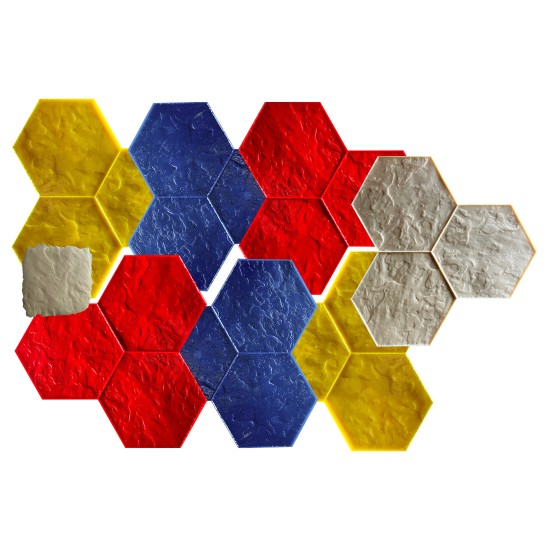 Concrete Stamp Mats SM 1933 Hexagonal Stones, 35.5" x 35.5"