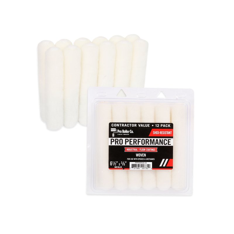 6-1/2" Mini Roller – 3/8" Nap, Woven Shed-Resistant (12 Pack) for Epoxy & Urethane Coatings
